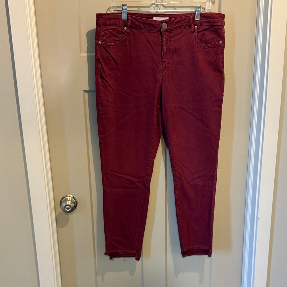 LOFT Women's Burgundy Ankle Pants Size 14/32